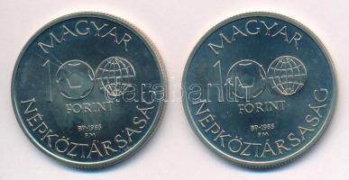 1985. 100Ft alpakka "Labdarúgó Világbajnokság 1986. - Mexikó" + 100Ft alpakka "Labdar...