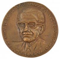 Tóth Valéria (1943-) 1984. Prof. Sas Mihály 60. születésnapjára a Szegedi Női Klinika egyoldalas bronz emlékérem (90mm) T:1-