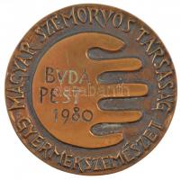 Tóth Sándor (1933-2019) 1979. Magyar Szemorvos Társaság - Gyermekszemészet - Budapest 1980 kétoldalas, öntött bronz plakett (87mm) T:1- patina, karc