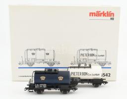 Märklin H0 48542 cikkszámú vasútmodell, Pieter Bon tartálykocsi szett, újszerű állapotban, eredeti dobozában / Märklin H0 No. 48542 model railway, Pieter Bon tank carriage set, in good condition, in original box