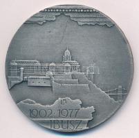 Lapis András (1942-) 1977. "75 éves az IBUSZ 1902-1977" kétoldalas ezüstözött bronz emléké...