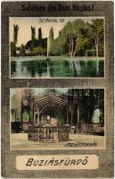 1921 Buziás-fürdő, Baile Buzias; Salutare din Baia Buzias! / Szent Antal tó, József forrás / lake, spring source, spa (EK)