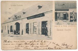 1907 Élesd, Alesd; Erzsébet szálloda, Jakabfi Lipót üzlete, Bock Herman és Társa divatáruháza és saját kiadása / hotel, shops, fashion store (EM)