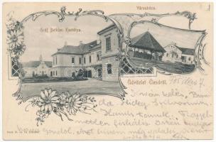 1905 Élesd, Alesd; Gróf Bethlen kastélya, városháza. Bock H. és Társa kiadása / castle, town hall. Art Nouveau, floral (EK)