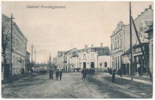 1917 Érmihályfalva, Valea lui Mihai; utca, üzletek / street view, shops + K.u.K. Infektionskrankenzug No. 201 (EK)