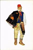 Hrvatske narodne nosnje. Granicar (Lika) / Kroatische Volkstrachten. Grenzer Bauer (Lika) / Croatian folklore s: Vladimir Kirin