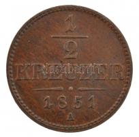 Ausztria 1851A 1/2kr Cu T:1- kis ph. Austria 1851A 1/2 Kreuzer Cu C:AU small edge error Krause KM#2181