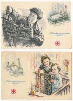 2 db MODERN Magyar Vöröskeresztes propaganda képeslap (Képzőművészeti Alap Kiadóvállalat) / 2 MODERN Hungarian Red Cross propaganda cards