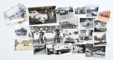 cca 1910-1970 Autók, motorok, vegyes fotó tétel, vegyes méretben