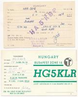 2 db MODERN magyar QSL, azaz rádióamatőr összeköttetést igazoló lap: Tungsram, Budavox reklám / 2 MO...