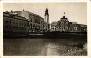 Nagyvárad, Oradea; Körös híd, Katz. Central foto kiadása / Cris riverside, bridge, shop