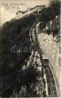 1912 Graz (Steiermark), Schlossbergbahn / hegyi vasút a kitérővel / funicular railway