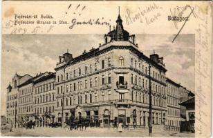 1904 Budapest XI. Fejérvári út (Fehérvári út) Budán (ma Bartók Béla út), Fehérvári kávéház, üzletek. Divald Károly 615. sz. (EK)
