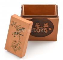 Kínai fa dobozka (kártyatartó), 9x8,5x4,5 cm / Chinese wooden box (card holder)