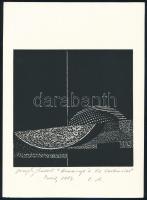 Joseph Kádár (1936-2019): Hommage a Le Corbusier, 1987. Szitanyomat, papír, jelzett, művészpéldány E.A. Hátoldalon a művész pecsétjével. 13x13,5 cm