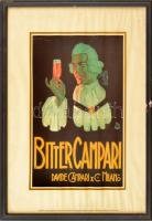 Luciano Achille Mauzan (1883-1952): Bitter Campari. Art deco reklám plakát, modern reprint. Nyomat, papír, kissé hullámos. Kissé sérült, üvegezett fa keretben, 40x29,5 cm