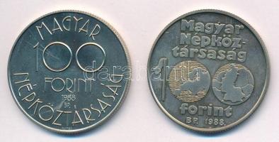 1988. 100Ft Cu-Ni-Zn "Labdarúgó Európa-bajnokság" + 1988. 100Ft Cu-Ni-Zn "Labdarúgó V...