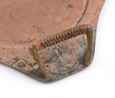 Szecessziós (Jugendstil/Art Nouveau) vörösréz antik füles tálca, 1900-1910 körül, CED gyártói jelzés...