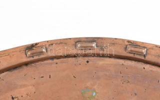 Szecessziós (Jugendstil/Art Nouveau) vörösréz antik füles tálca, 1900-1910 körül, CED gyártói jelzés...