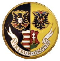 Osztrák-Magyar Monarchia ~1914. Viribus Unitis zománcozott propagandajelvény (30mm) T:1- Austro-Hungarian Monarchy ~1914. Viribus Unitis enamelled propaganda badge (30mm) C:AU