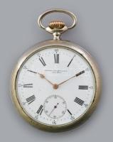 Patek Philippe zsebóra cca 1910. Jelzett szerkezettel, Szerkezet szám 108468. Szép számlappal, fém tokkal. Működő, jó állapotban. d: 54 mm / Patek Philippe metal pocket watch
