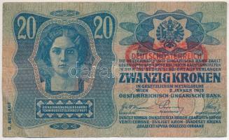 1913. 20K II. kiadás "1159 179363", piros "DEUTSCHÖSTERREICH" felülbélyegzéssel ...