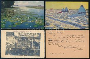 1918 Sárdy Brutus (1892-1970) festőművész, restaurátor 4 db I. világháborús tábori postai képeslapja...