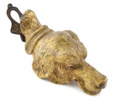 Kutyafejes bronz iratfogó, XIX. sz., jelzés nélkül, kis kopásnyomokkal, h: 18 cm