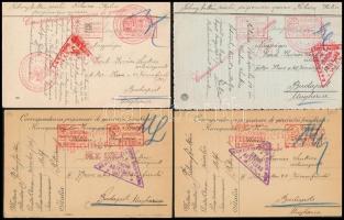 1916-17 25 db I. világháborús tábori posta az M. kir. nagyváradi 4. honv. gyal. ezred zászlósától, T...