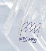 Krömer kristályüveg gyertyatartó, etikettel jelzett, hibátlan, m: 14,5 cm