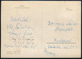 1951 Képeslap Berlinből Ék Sándor, Fónyi Géza, Tar István szobrász autográf aláírásával Bortnyik Sándornak címezve.