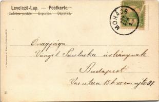 1904 Boldog húsvéti ünnepeket / Easter greeting art postcard, rabbit with birds (EK)