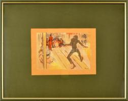 Vértes Marcell (1895-1961): Big band. Akvarell, tus, papír, jelezve jobbra lent. Paszpartuban, üvegezett fa keretben, 15x21,5 cm