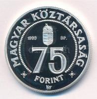 1999. 75Ft Ag 75 éves a Magyar Nemzeti Bank kapszulában, tanúsítvánnyal T:PP Adamo EM158
