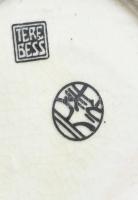 Terebess távol-keleti mintás porcelán kaspó. Részben kézzel festett, jelzett, kisebb kopásnyomokkal,...