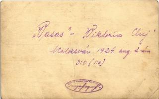 1924 Kolozsvár, Cluj; Vasas - Victoria Cluj 3:0 (1:0) labdarúgócsapat, foci / football team. Fotofil...