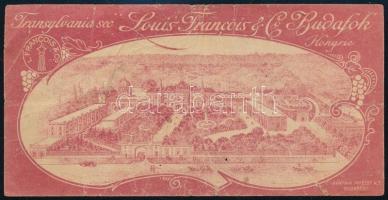 Budafok Louis Francois pezsgő számolócédula, hajtva