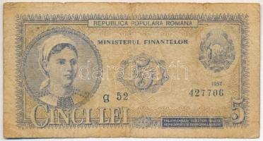 Románia 1952. 5L T:III-  Romania 1952. 5 Lei C:VG