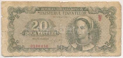 Románia 1950. 20L T:IV  Romania 1950. 20 Lei C:G  Krause P#84