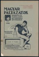 1903 Magyar Pályázatok. Szerk.: Fejér Lajos és Ritter Ignácz építészek. I. évf. 9. sz. Bp., Pátria-ny., 40 p. Számos illusztrációval, hirdetésekkel. Kiadói tűzött papírkötés, kissé hiányos, foltos borítóval. Benne a budapesti Örökimádás-templom tervpályázata, Aigner Sándor győztes pályamunkájával.