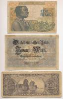 3db-os vegyes külföldi bankjegy tétel, közte Dél-Korea 1953. 10H + Német Birodalom 1914. 20M, 7 szám...