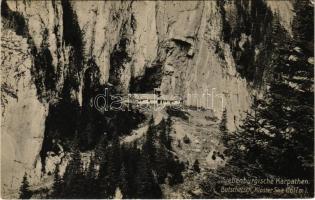 1912 Bucsecs-hegység, Butschetsch, Muntii Bucegi; Siebenbürgische Karpathen, Kloster Skit. Verlag Karpathenwacht Nr. 11. Phot. A. Kobitzsch / kolostor / monastery