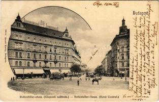 1904 Budapest VII. Rottenbiller utca, Központi szálloda, étterem és kávéház, villamos. Divald Károly 245. sz. (EB)