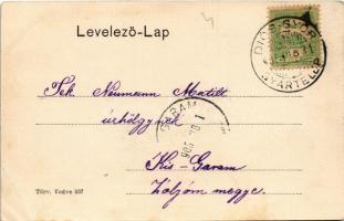 1905 Miskolc, Kossuth szobor. "Röptében Miskolcz körül!" Repülő hölgy montázs. Kiadja Lövy...