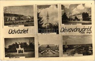 1951 Dévaványa, Községháza, Református templom, Hősök szobra, Vadkacsa szálló. Foto Baji (EK)