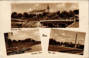 1950 Baja, Kamarás-Duna (Sugovica) részlet, híd, Déri park (fa)