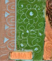 Fajka János (1935): "Anya gyermekeivel", tűzzománc, hibátlan állapotban, jelzett, 35x24 cm