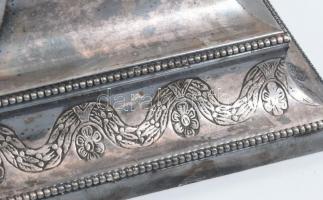 Ötágú gyertyatartó, ezüstözött fém, jelzett, hibátlan, m: 43 cm