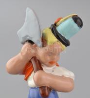 Komlós testvérek Budapest: Favágó fiú. Mázas kerámia jelzett, csorba. m: 25,5 cm