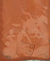 Komlós testvérek Budapest: Favágó fiú. Mázas kerámia jelzett, csorba. m: 25,5 cm